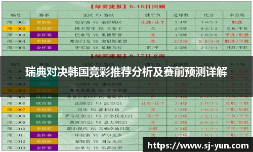 瑞典对决韩国竞彩推荐分析及赛前预测详解
